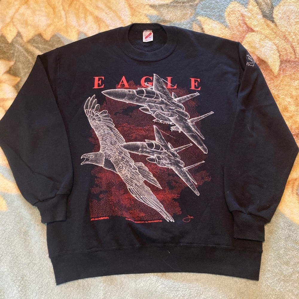 Vtg Jerzees Blackbird 1990 Sweatshirt Size XL